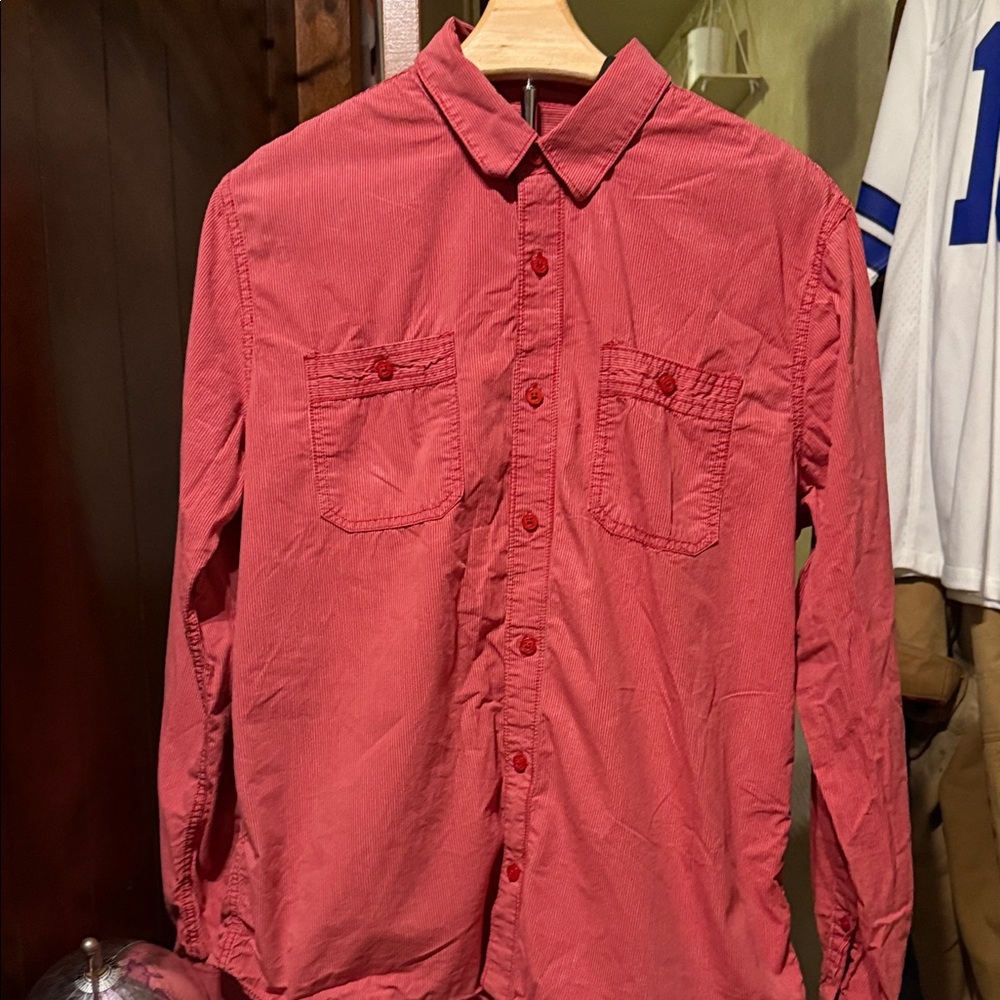 American Rag Men's Casual Red Button-Down Shirt
